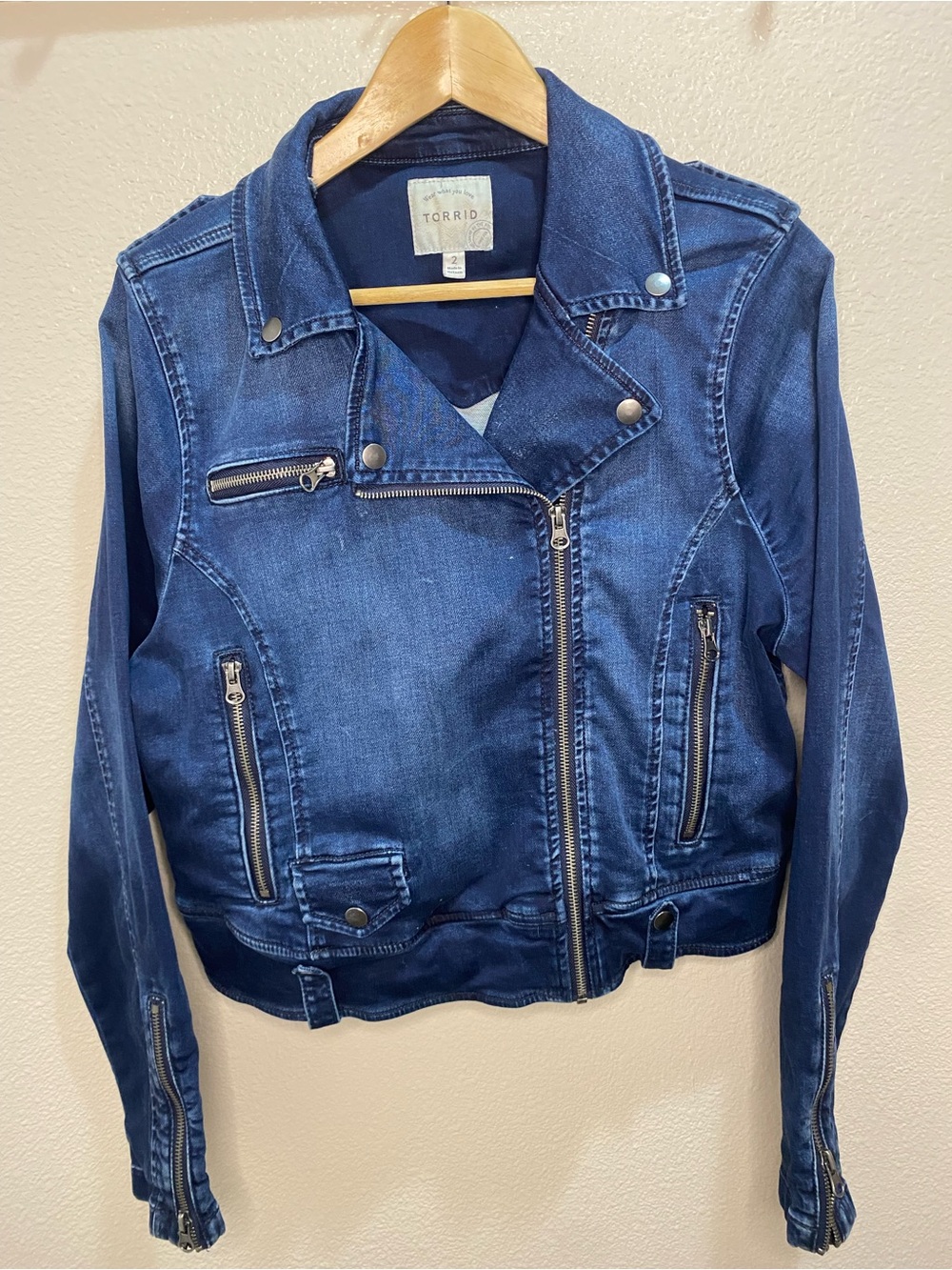 torrid Woman Dark Blue Denim Moto Jacket